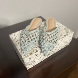 Sincerely Jules Women's Woven Slip-On Mules - Light Blue - 9